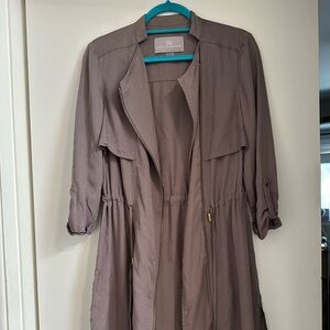 Tart Collections Mauve-Taupe Drawstring Trench Coat